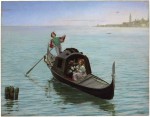 1Antonio Maria Y Fabres Costa (Spanish1854-1938) _ A Romantic Gondola Ride in Venice_  Oil on panel_ 63_5 x 81_2 cm