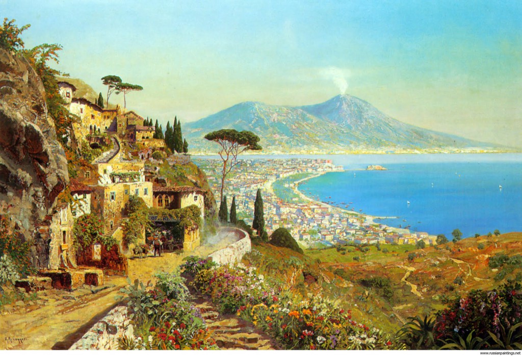<b>«The Bay of Naples»,</b> 1924<br />Галерея Академии, Венеция, 30x40.Холст, масло. Самарин Н. 2012<br />Цена с багетом  - после согласования.