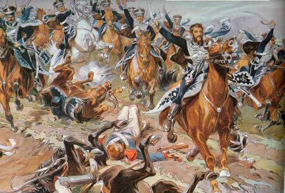 Картина нападение. Самокиш атака Гусар Кульнева. Атака Гусар Кульнева у Клястиц 20 июля 1812 г..